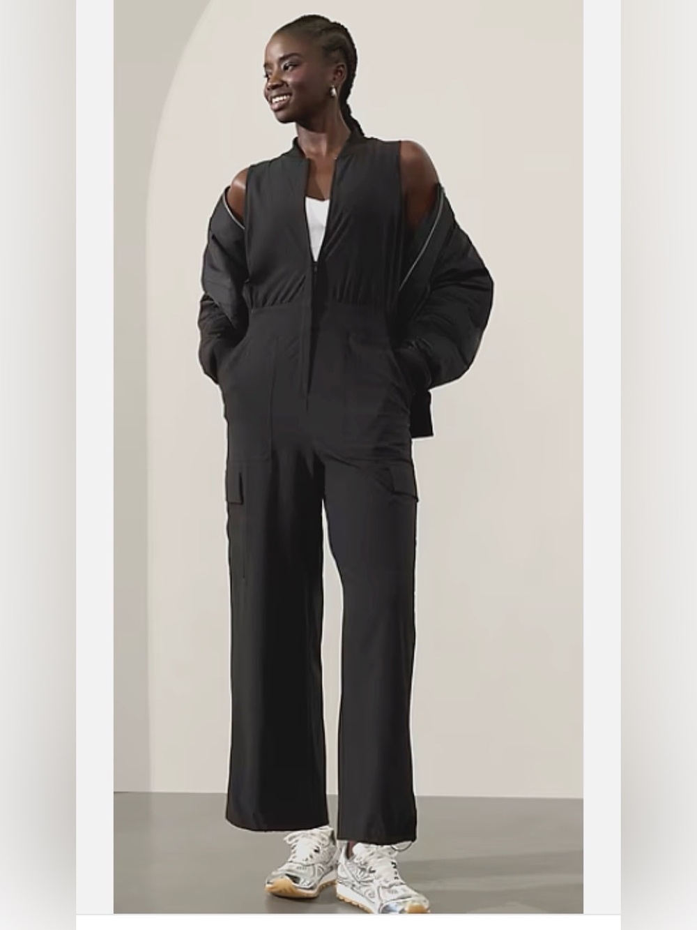 Athleta Brooklyn Utility Jumpsuit Black Size 8